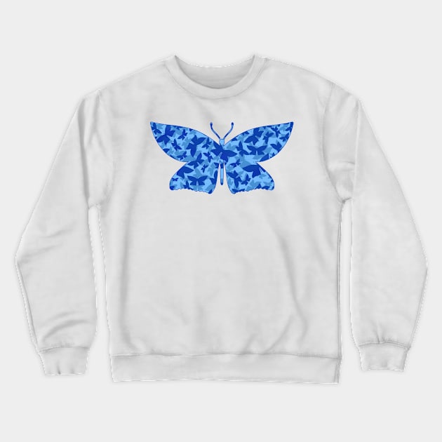 Veil of Butterflies, Blue Crewneck Sweatshirt by StephOBrien